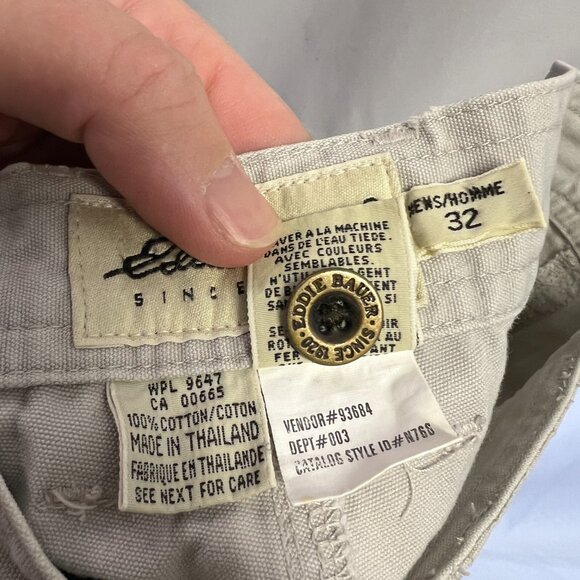 VTG Eddie Bauer Khaki Slacks Side Pockets and Hand Pockets 100% Cotton - Picture 3 of 10